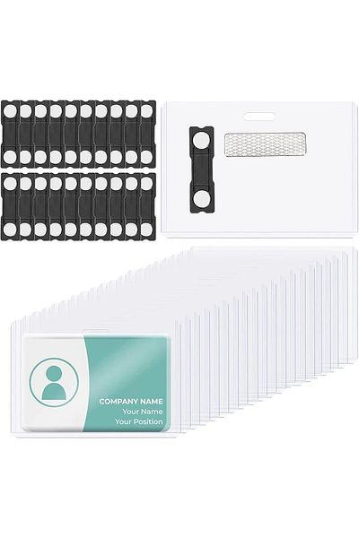erorex Clear Vinyl Magnetic Badge Holder 3”X2” Horizontal Id Card Name Tag Waterproof Magnet Name Tags
