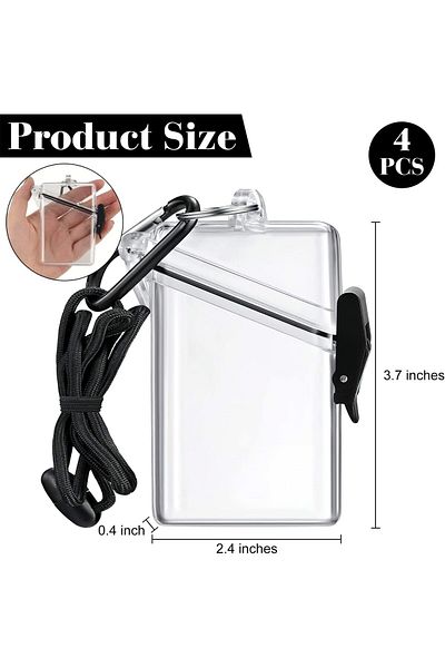 erorex 4 Pack Waterproof Id Card Badge Holder Case Clear Card Holder For Swimming With Lanyard And