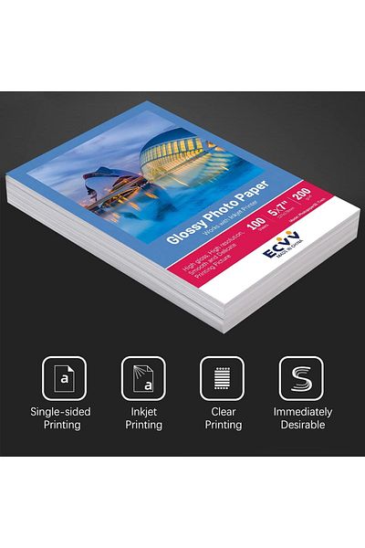 erorex 7 Inch Cast Coated Photo Paper For Photograph Printer 5X7 Inch（127*178Mm）White Glossy 100 Sheets