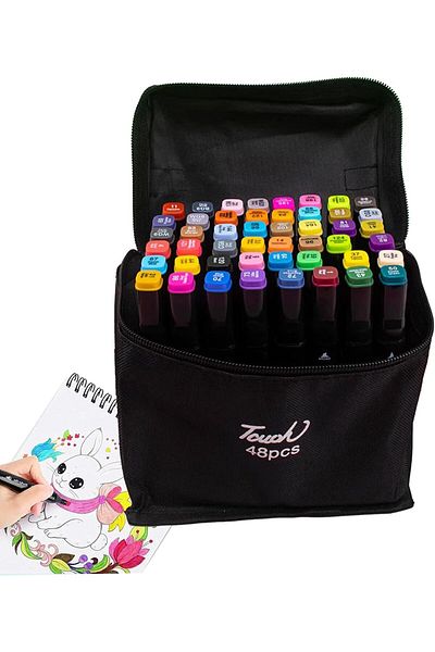 erorex 48 Colors Alcohol Markers Dual Tip Alcohol Pens Set With Carry Case Quick Drying Art Markers For