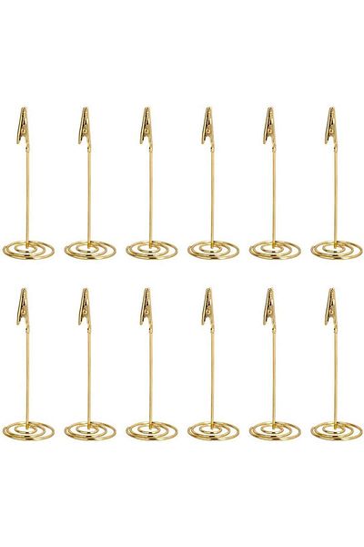 erorex 12Pcs Place Card Holder Memo Holder Clip Photo Holder Table Number Holder Gold Gold Memo Holder