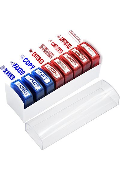 erorex Self Inking Office Stamp Set For Approved Paid Completed Copy Faxed Scanned Stamps Rubber Business