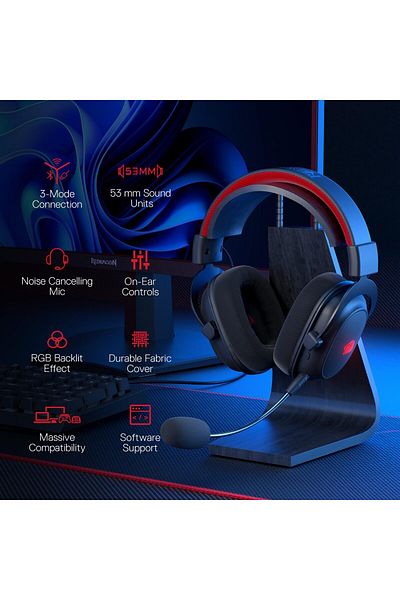 erorex H848 Bluetooth Wireless Gaming Headset Lightweight 7.1 Surround Sound 40Mm Drivers Detachable