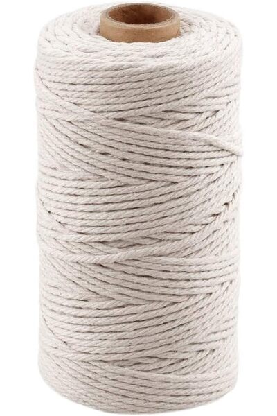 Generic حبل ماكراميه قطن، لون بيج طبيعي، حبل ملتوي، مناسب للتعليق على الحائط،...