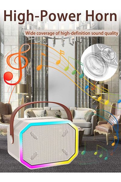 erorex Mini Karaoke Machine Wireless Karaoke Microphone Portable Bluetooth Speaker With Microphone And Led