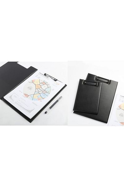 erorex Leather A5 Foldable Clipboard 2 Pcs Thicken Pu File Folder 360 Degree Over Flip Writing Pad
