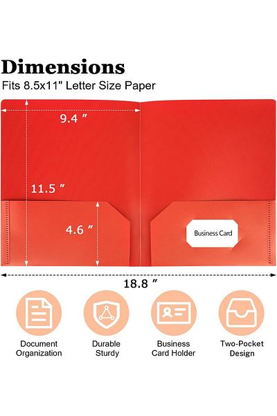 erorex 5 Pcs File Folders With Pockets Plastic Colored File Folders For Documents Decorative Letter Size