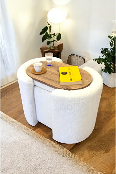 PEKA Çift Kullanımlı Sandıklı Özel Yapım Tedy Kumaş Silindir Puf Bench Sehpa