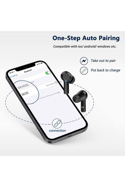 erorex Waterproof Bluetooth 5.3 Wireless Earbuds With Buckle And 6 Hour Play Time With Case Black Led