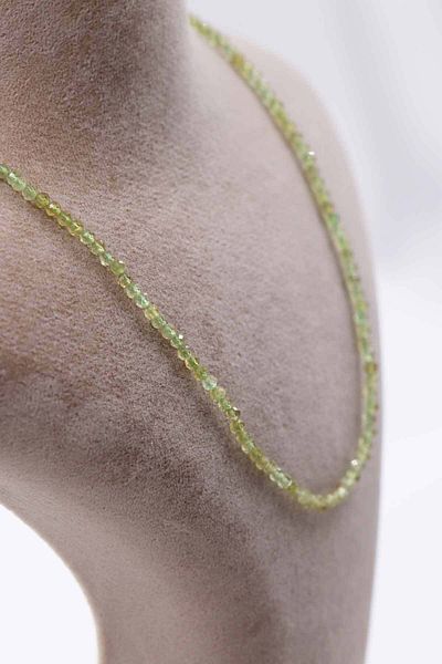 MYTAKIAĞACIMFH Peridot Zebercet Stone Natural Stone Necklace Bracelet Set Faceted Cut 2-3mm