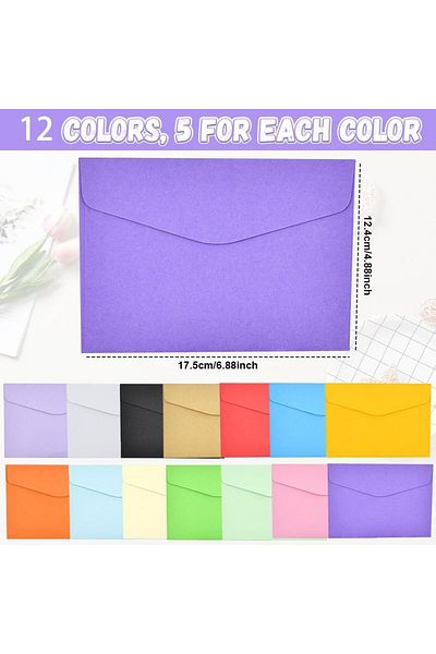 erorex Pack Of 60 Mini Envelopes 17.5 X 12.5 Cm Envelopes Colorful Envelopes Small Mini Envelopes For