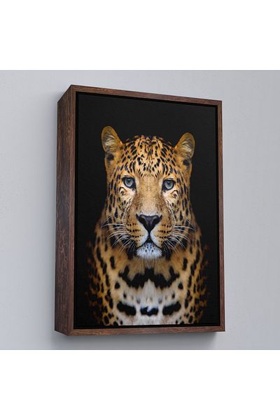 Harita Sepeti Tablou decorativ pe pânză leopard cu cadru alb