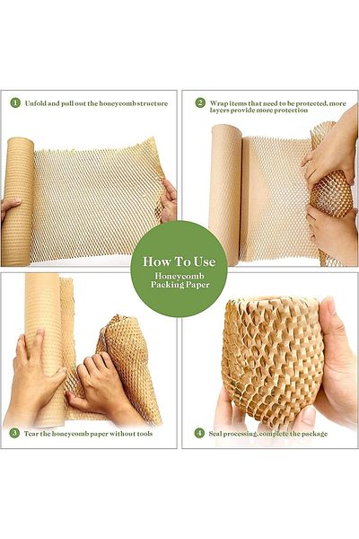 erorex Honeycomb Packing Paper 12 Inch X 65' Honeycomb Cushioning Wrap Roll For Moving Shipping Packaging