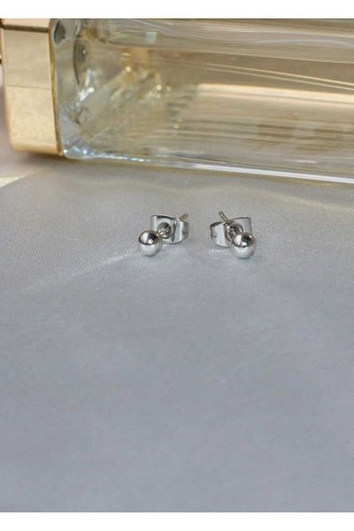Ayenci Silver Color Medium Size Ball Earrings