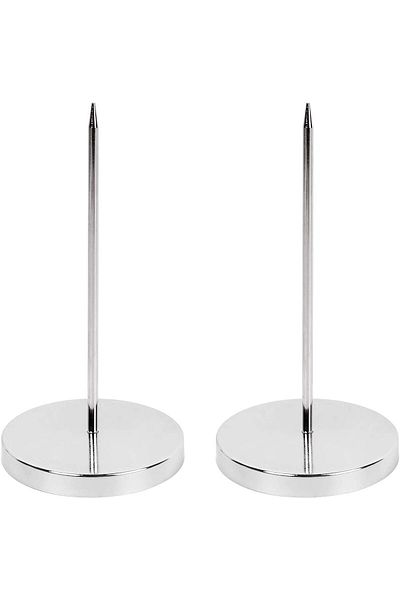 erorex 1210001 2Pcs Bill Fork Rod Paper Holder Spike Stainless Steel Check Holder Memo Spike Silver