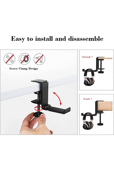 erorex Rotating Headphone Stand Pc Gaming Headset Stand Adjustable Clamp On Headphone Holder Under Desk