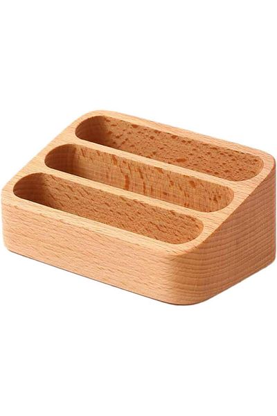 erorex Business Card Holder Beech Business Card Case Desktop Business Card Stand Office Desk Wooden