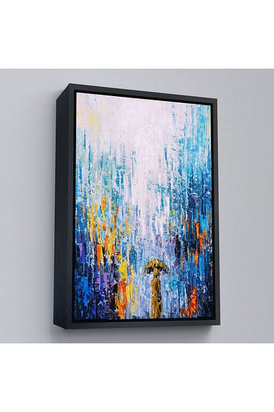Harita Sepeti O zi de ploaie într-o pictură în ulei cu cadru de aur Pictură decorativă pe pânză