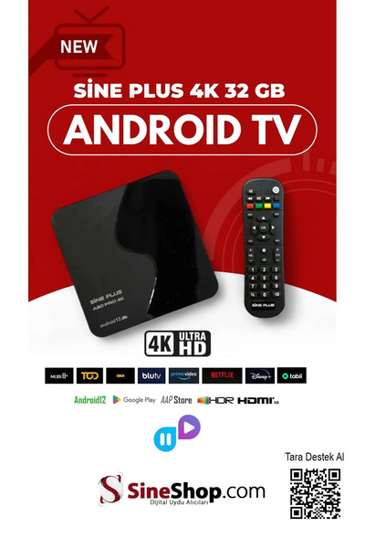 Sine Plus A80 Quad Core Arm A53 64 Bit Cpu Pro 4k 32gb Hafıza Android 12 Sınırsız Tv Paketi Tv Box 4k Uhd