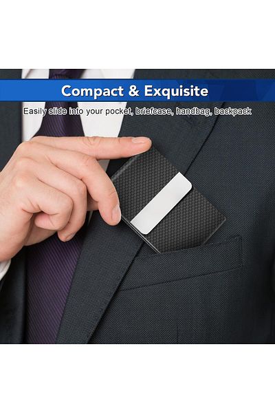 erorex Business Card Holder Metal Case Pocket Holder For Women And Men Professional Pu Leather Holders
