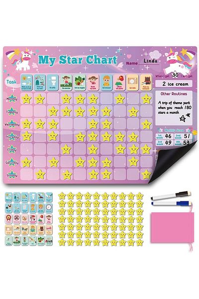 erorex Reward Chart System Chore Charts For Kids Include 40 Stars Stickers Behavior Reward Chart With