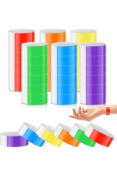 erorex 300Pcs Paper Wristbands For Events Waterproof Neon Colored Wrist For Event For Concert Party