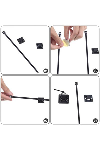 erorex 100 Pack Zip Tie Adhesive Mounts Self Adhesive Cable Tie Base Holders With Multi Purpose Tie Wire