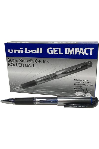 erorex 219006000 Um 153S Signo Impact Gel Pens With Rubber Grip Blue Gel 1Mm Nib Pack Of 12