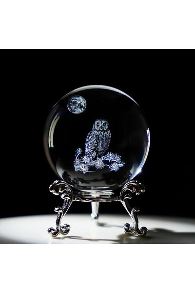 erorex Crystal Decorative Ball 60Mm 3D Laser Crystal Ball Paperweight Owl Figurines Glass Sphere