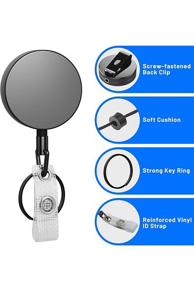 erorex 2 X Heavy Duty Badge Reels Retractable Badge Holder Selizo Metal Retractable Keychain Badge Reel Id