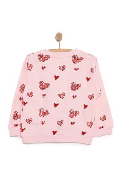 ebebek Hello Baby Hellobaby Baby Girl Basic Low-Rise Heart Patterned Sweatshirt Crew Neck Long Sleeve