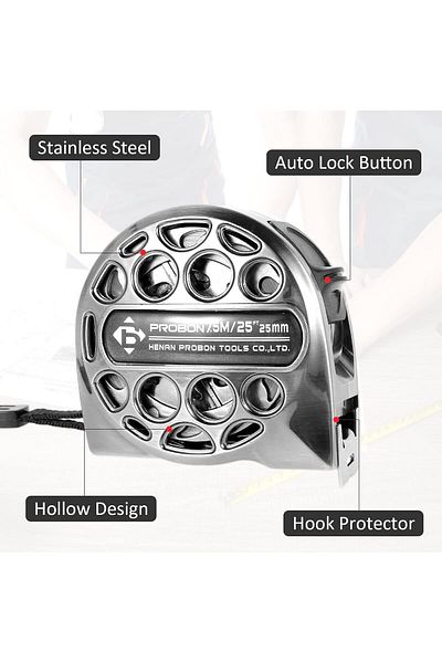 erorex Tape Measure 7.5M 25Ft Stainless Steel Tape Measure With Double Sided Scale Hollow Design Titanium