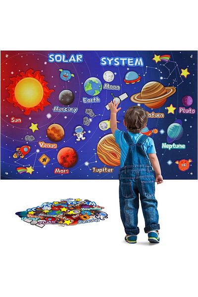 erorex 40Pcs Solar System Planets Toys Solar System Felt Board For Toddlers Felt Flannel Board Story Set