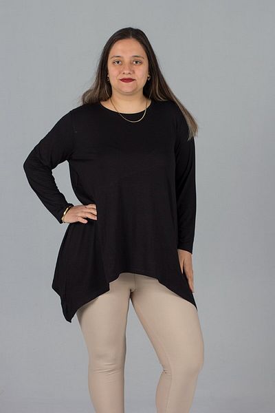 Truva XXL Large Size Black Tunic Expandable Skirt