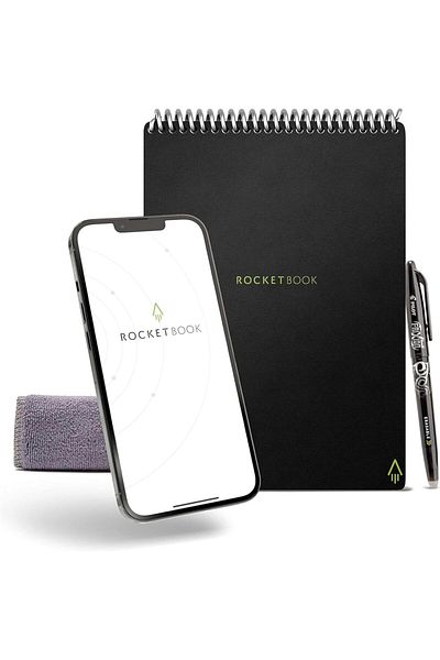 erorex Smart Reusable Notebook Flip Executive Size Spiral Notebook Infinity Black 6 Inch X 8.8 Inch