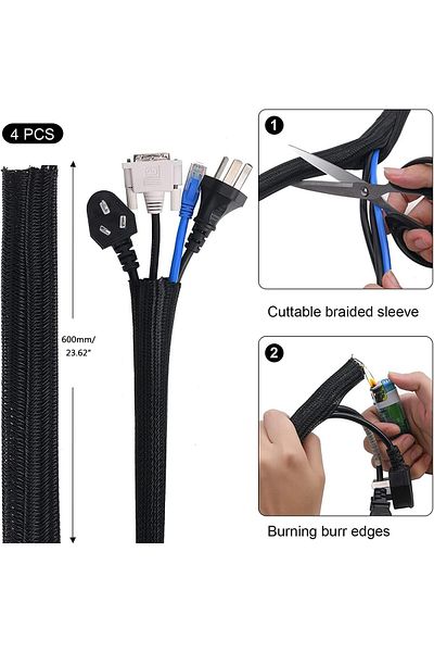 erorex Cable Management Kit 4 Cable Sleeves 37 Cable Clips 7 Cable Holders 10 Zip Tie Mounts 20 Cable Clip