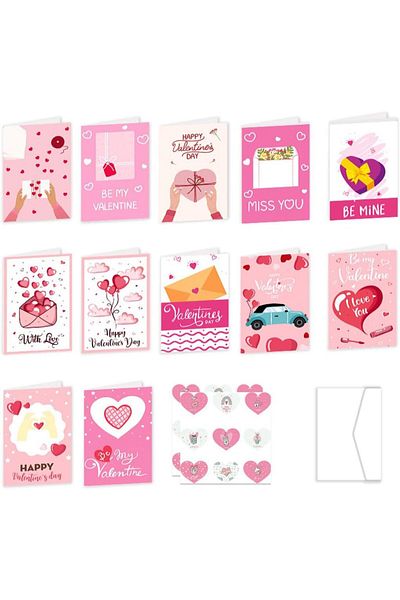 erorex Valentine'S Day Cards Set Love Greeting Cards Assorted Blank Heart Valentine Note Cards With