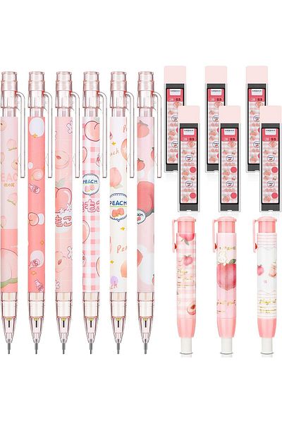 erorex 15 Pcs Mechanical Pencil Set Include Peach Mechanical Pencils With Tubes 0.5 Mm Pen Refills And