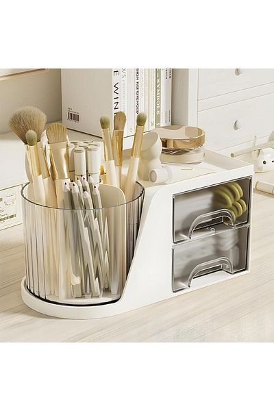 erorex Desk Organizer With 2 Drawer 360°Rotating Pen Holder For Desk Desk Organizers And Accessories With