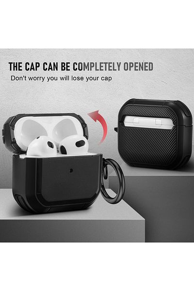 erorex Airpods 3 Case Cover With Lock Upgraded Pop Up Shockproof Rugged Hard Shell Protective Tpu