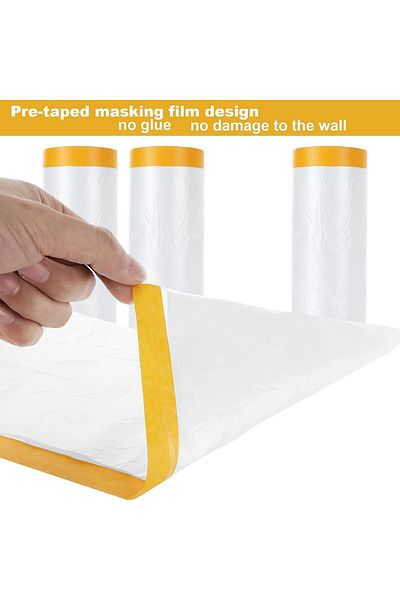 erorex 4 Pcs Tape And Drape 5 Ft X 65 Ft Pre Taped Masking Film Plastic Painting Drop Film Painters