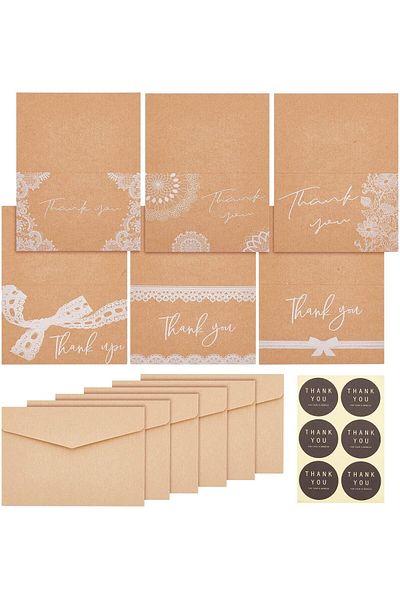 erorex Thank You Cards With Kraft Envelopes And Stickers Blank Thank You Notes With Envelopes For Business