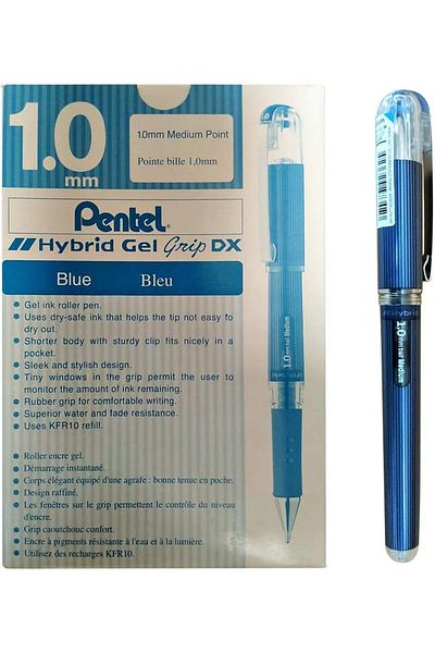 erorex 1.0Mm Tip Hybrid Gel Grip Dx Ultra Smooth Pigment Ink Pen With Chunky Barrel Blue