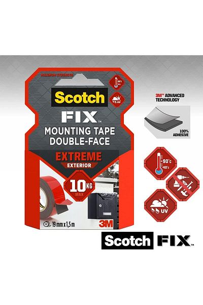 erorex Double Sided Extreme Exterior Mounting Tape 1 Roll 19Mm X 5M For Outdoor Extreme Use Weather