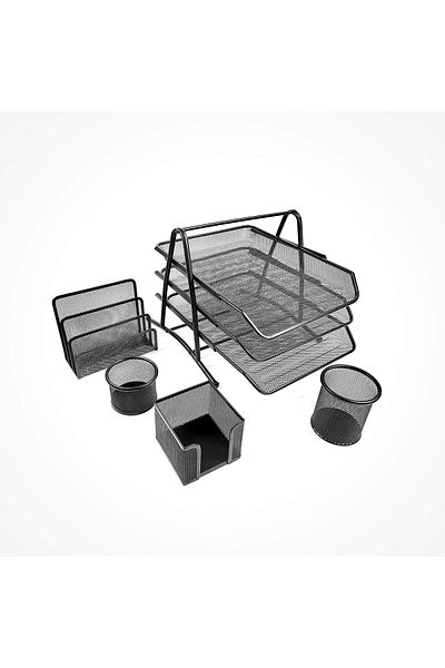 erorex Mesh Executive Desk Organizer 5Pc Set Black