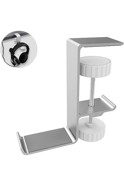 erorex Desk Headphone Hanger Space Saving Adjustable Aluminum Headphone Stand Under Desk Headphone Stand