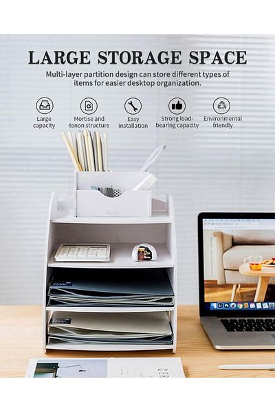 erorex Desk Organizer 4 Tier Desk Letter Tray Set Stackable Desk Organizer For Books Magazines Folders A4