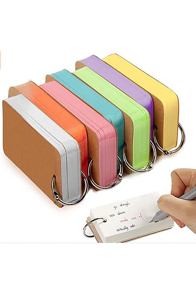 erorex Study Cards Paper 7 Pack 350 Pieces Multicolor Kraft Paper Binder Ring Easy Flip Flash Card Study