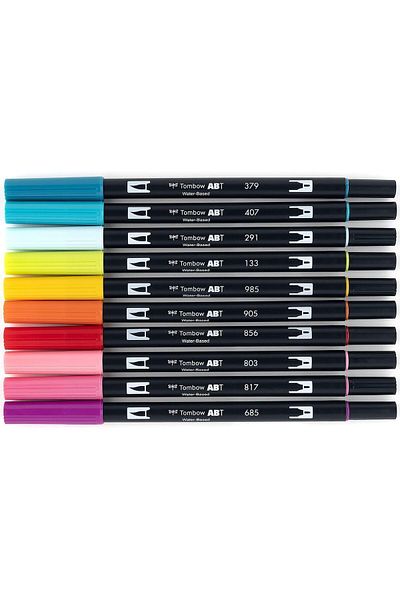 erorex 56189 Dual Brush Pen Art Markers Tropical 10 Pack. Blendable Brush And Fine Tip Markers