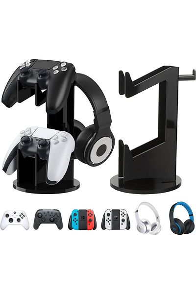 erorex حامل سماعة رأس للألعاب RGB مع 9 أوضاع إضاءة وحامل سماعة رأس مع 2 منفذ شحن USB